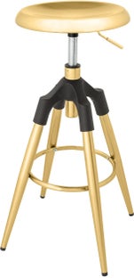 Hoker metalowy z okrągłym siedziskiem z regulacją wysokości w kolorze złotym – grafika-1.