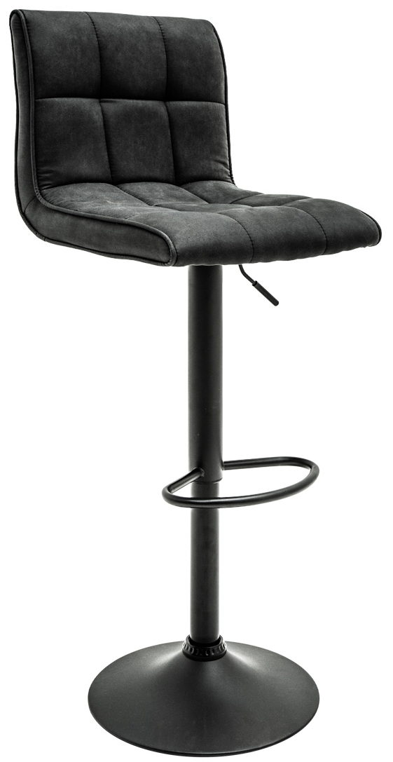 Hoker obrotowy z szarym materiałem i czarną nóżką w stylu vintage do nowoczesnych wnętrz – grafika-1.