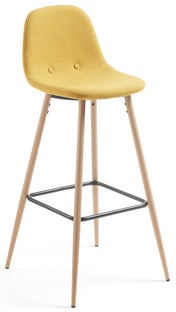 Hoker żółty nogi metalowe brązowe 75 cm – obraz-1