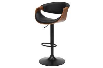 Hoker ORGANIC 89–100 cm obrotowy z podłokietnikami, ekoskóra czarna, wykończenie orzech – grafika-1.