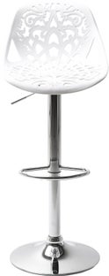 Barstol Ornament Regulerbar Krom & Hvit – bilde-1.