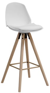 Hoker biały ekoskóra nogi drewniane 106 cm – obraz-1