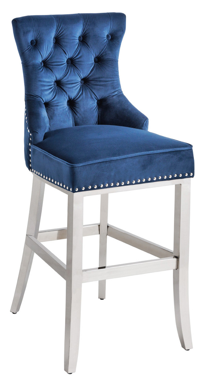 Hoker pikowany granatowy z innowacyjnym designem i stalowymi nogami – grafika-1.