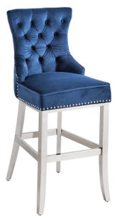 Hoker granatowy z pikowanym siedziskiem i stalowymi nogami – grafika-1.