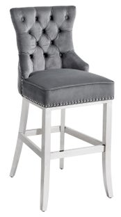 Hoker ze stali nierdzewnej w szarym kolorze z pikowanym siedziskiem – grafika-1.