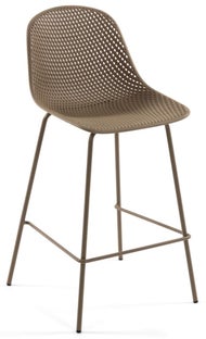 Hoker beżowy nogi metalowe beżowe 65 cm – obraz-1