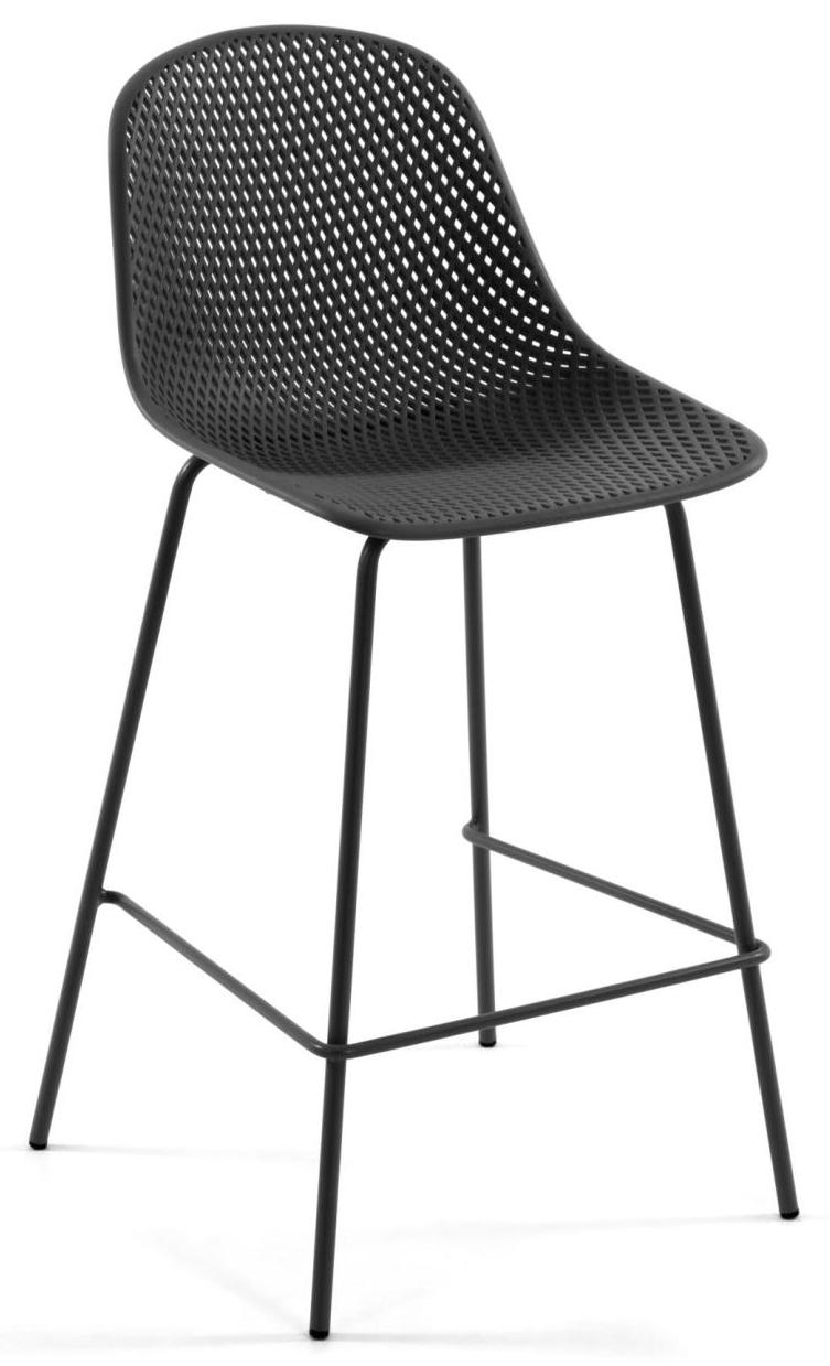 Hoker grafitowy nogi metalowe czarne 65 cm – obraz-1