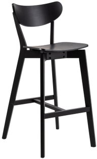 Hoker siedzisko fornir dębowy czarny - nogi drewno kauczukowe czarne 77 cm – obraz-1