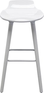 Hoker siedzisko tworzywo ABS nogi stalowe kolor biały 75 cm – obraz-1