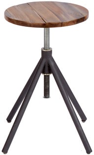 Taboret akacjowy z metalową podstawą w kolorze czarnym dla nowoczesnych wnętrz – grafika-1.