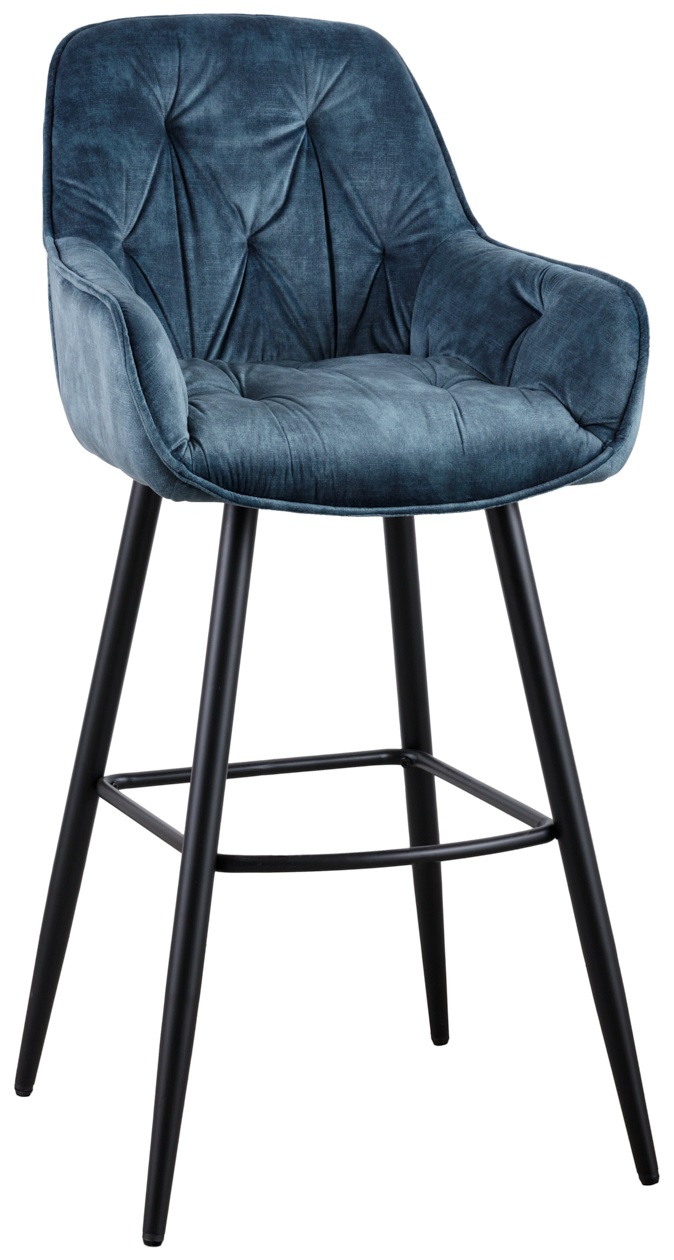 Hoker tapicerowany z aksamitnym wykończeniem w kolorze petrol i metalowymi nogami – grafika-1.