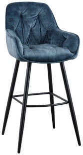 Hoker tapicerowany z aksamitnego poliesteru w odcieniu petrol z metalowymi nogami – grafika-1.