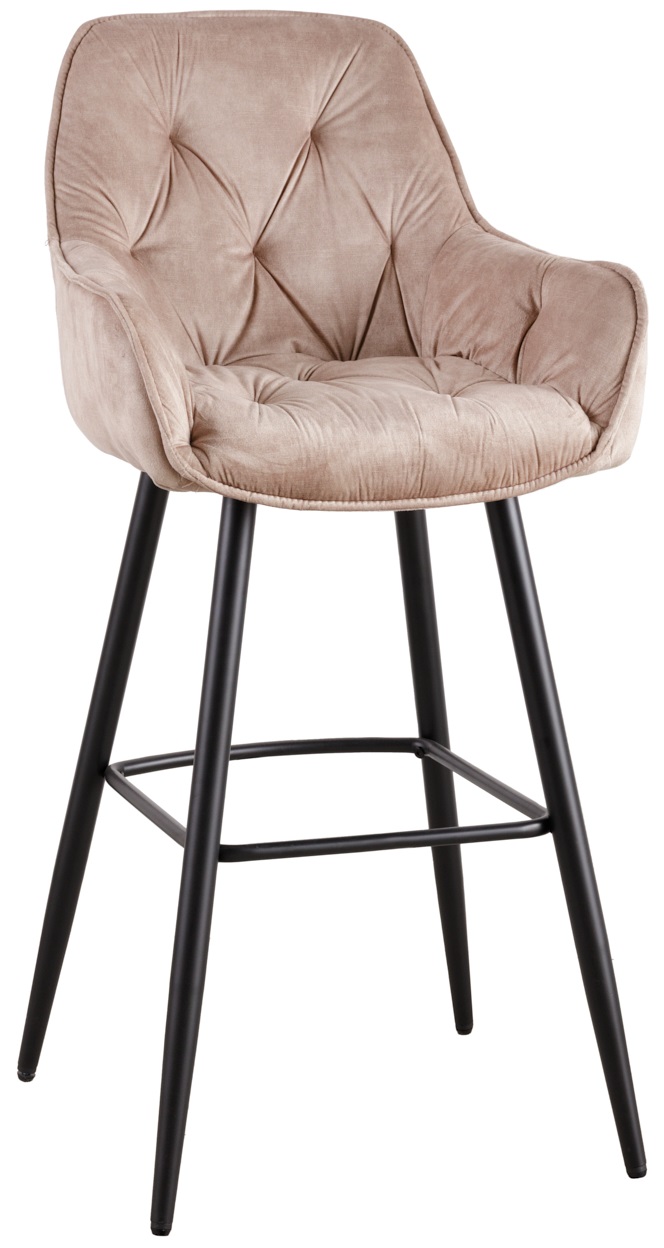 Hoker tapicerowany poliester aksamit szampański z metalowymi nogami w stylu nowoczesnym – grafika-1.