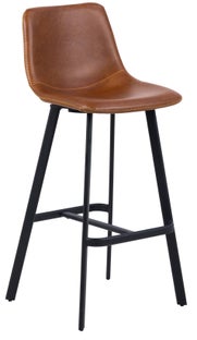 Stylowy hoker tapicerowany z ekoskóry brązowy z metalowymi nogami 76.5 cm – grafika-1.