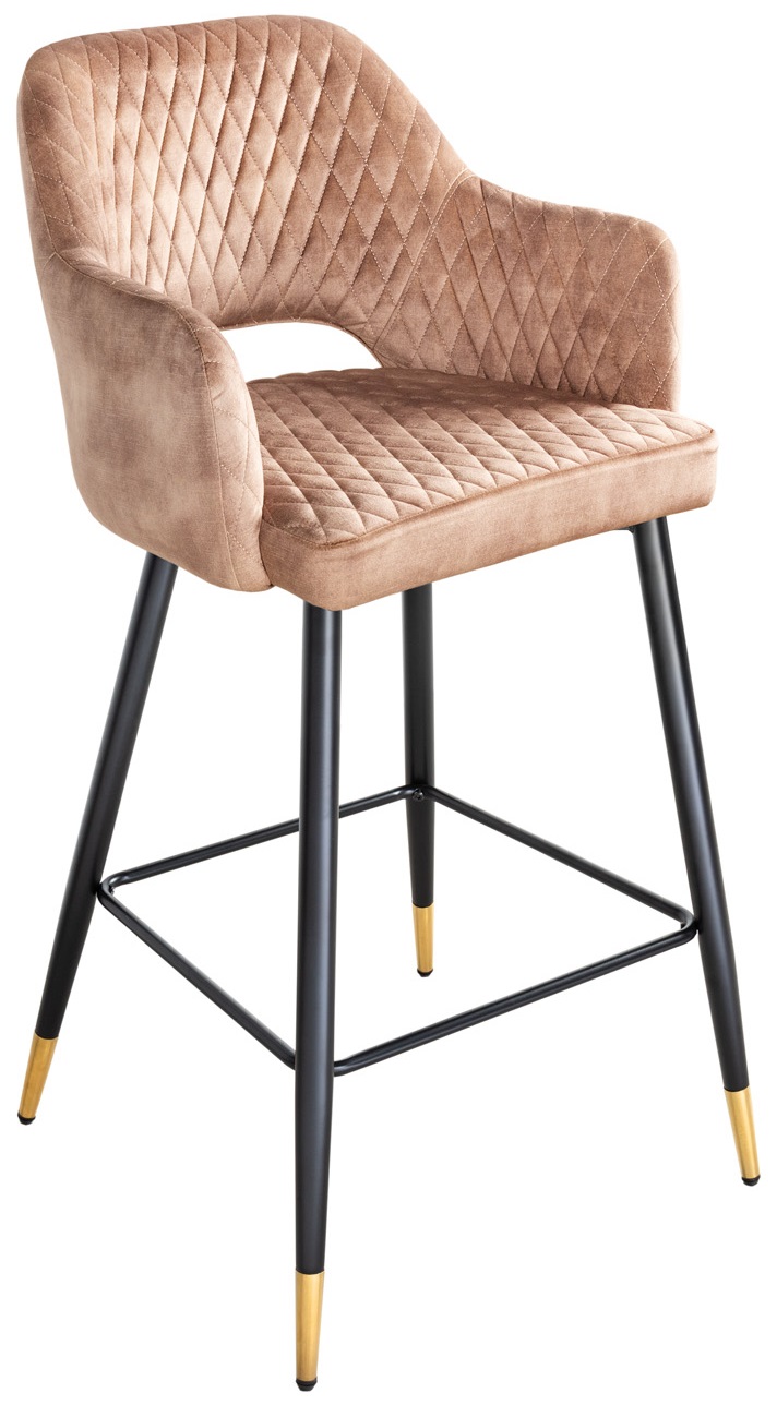 Hoker tapicerowany beżowo-szary z metalowymi nogami w stylu nowoczesnym – grafika-1.