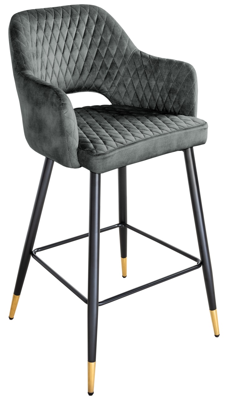 Hoker tapicerowany ciemnozielony z metalowymi nogami o nowoczesnym stylu – grafika-1.