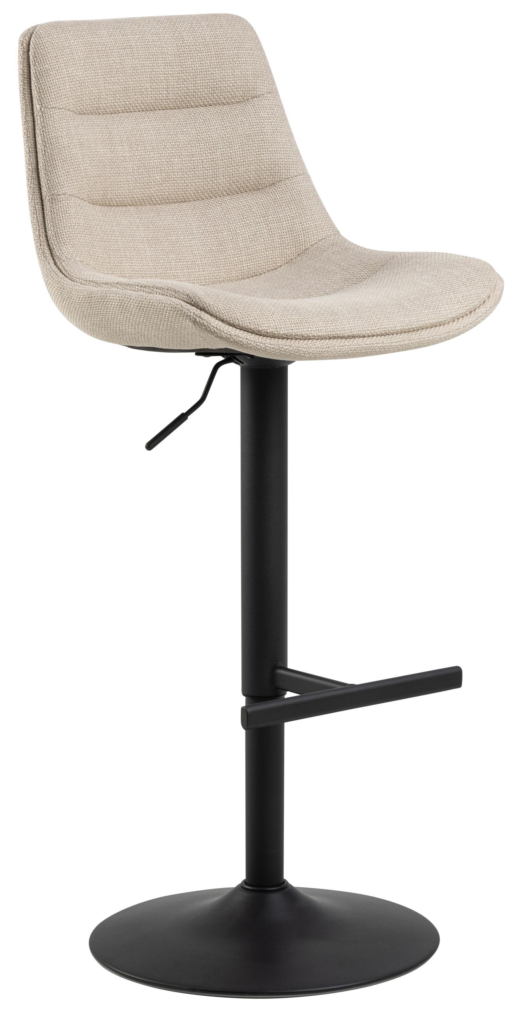 Hoker tapicerowany regulowany beżowy - podstawa metalowa czarna 86 cm – obraz-1