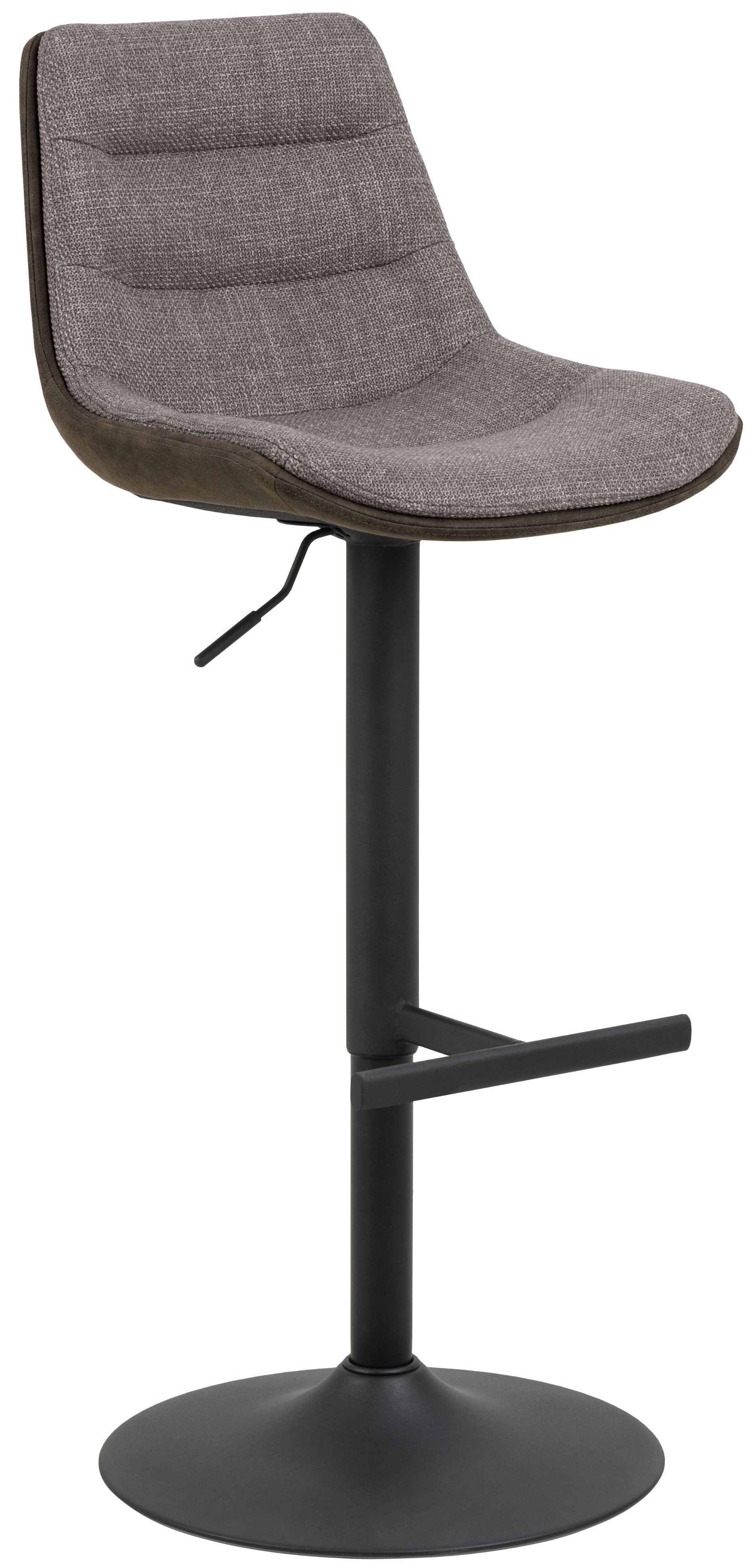 Hoker tapicerowany regulowany siedzisko brązowo-szare oparcie antracytowe podstawa metalowa czarna 65-86 cm – obraz-1