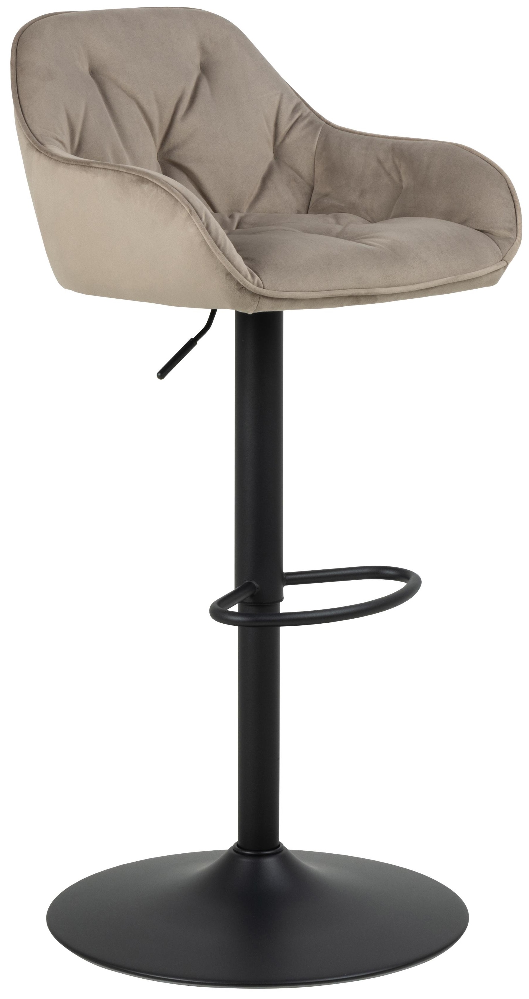 Hoker tapicerowany regulowany beżowy - podstawa metalowa czarna 84 cm – obraz-1