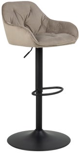 Hoker tapicerowany regulowany beżowy - podstawa metalowa czarna 84 cm – obraz-1
