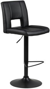Hoker tapicerowany regulowany ekoskóra czarny - podstawa metalowa czarna 42x115 cm – obraz-1