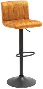 Hoker tapicerowany musztardowy z regulowaną wysokością i metalową podstawą – grafika-1.