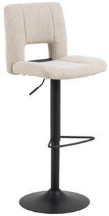 Hoker tapicerowany regulowany beżowy - podstawa metalowa czarna 62-83 cm – obraz-1