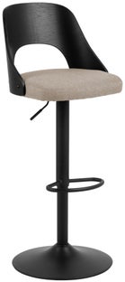 Hoker z regulowaną wysokością czarny - siedzisko beżowe 84 cm – obraz-1