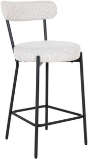 Hoker tkanina Boucle biała - nogi metalowe czarne 46x90 cm – grafika-1.