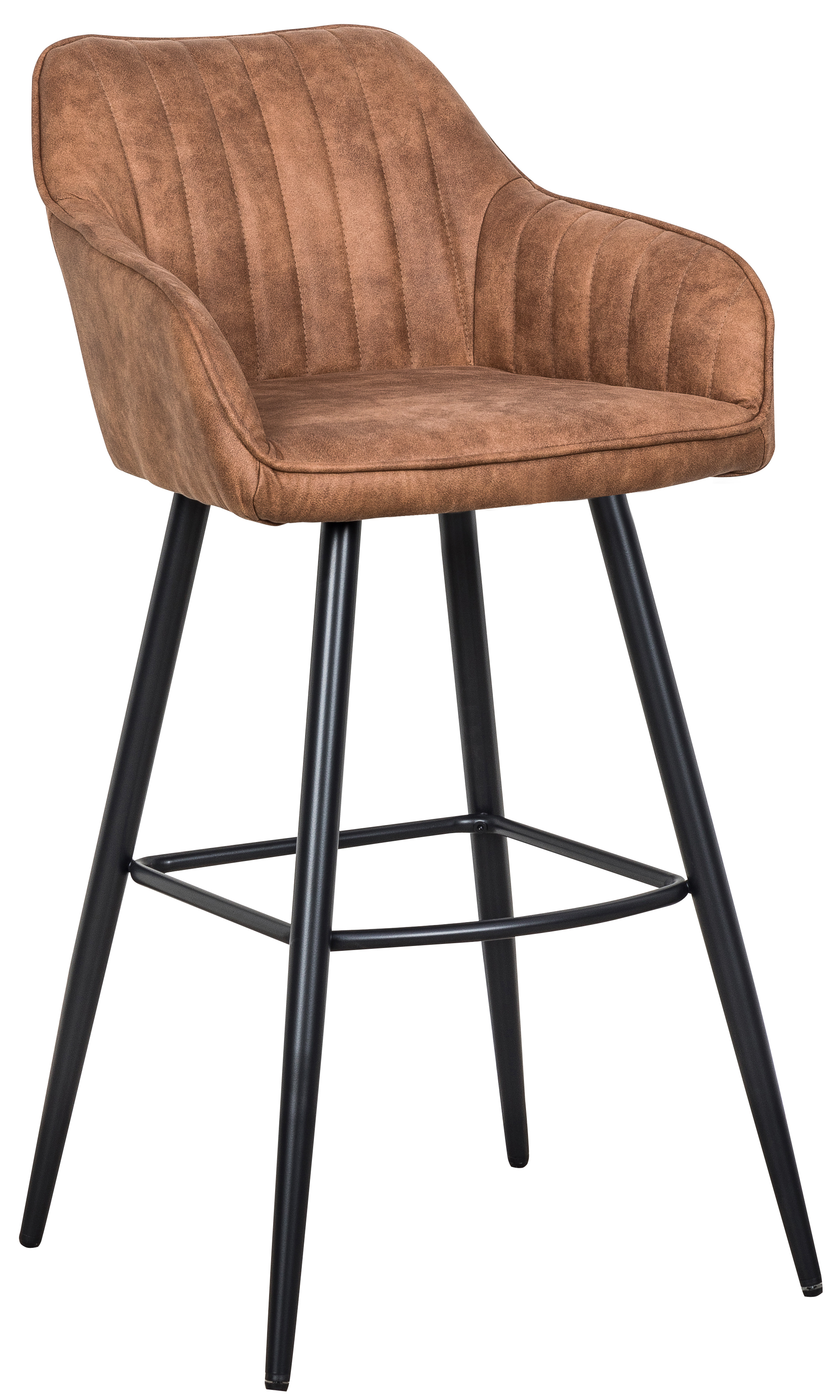 Hoker tapicerowany brązowy z oparciem stylowy do nowoczesnych wnętrz – grafika-1.