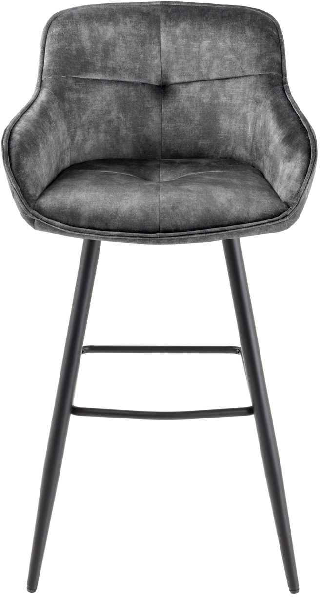 Hoker z oparciem szary aksamitny z czarnymi nogami 105 cm – grafika-1.