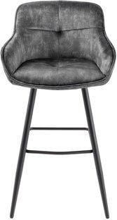 Hoker z oparciem szary aksamit z czarnymi nogami do nowoczesnych wnętrz – grafika-1.