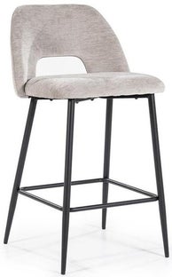 Hoker z oparciem tkanina beżowy 68 cm – obraz-1