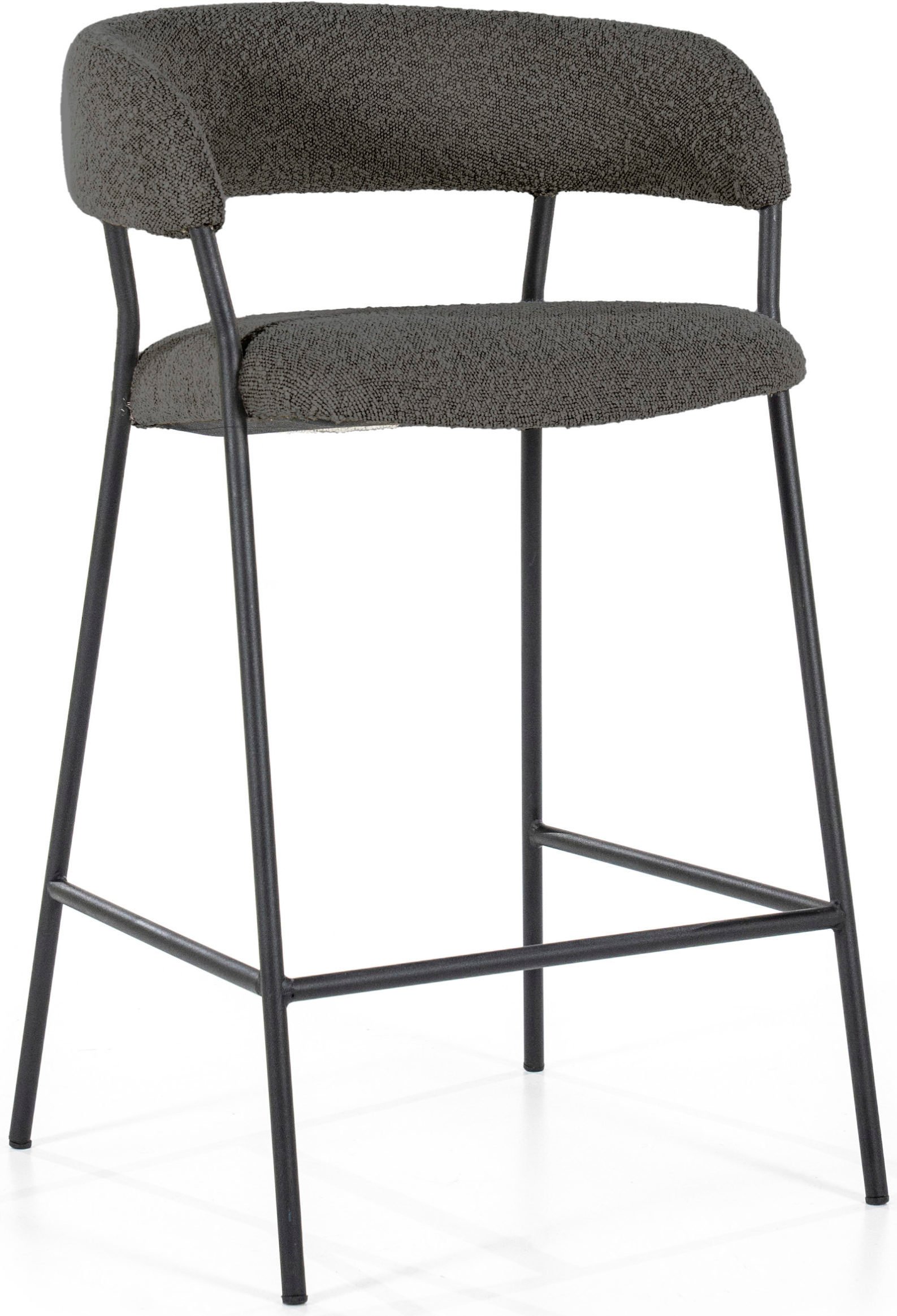 Hoker z oparciem tkanina pluszowa antracytowa 53x90 cm – obraz-1