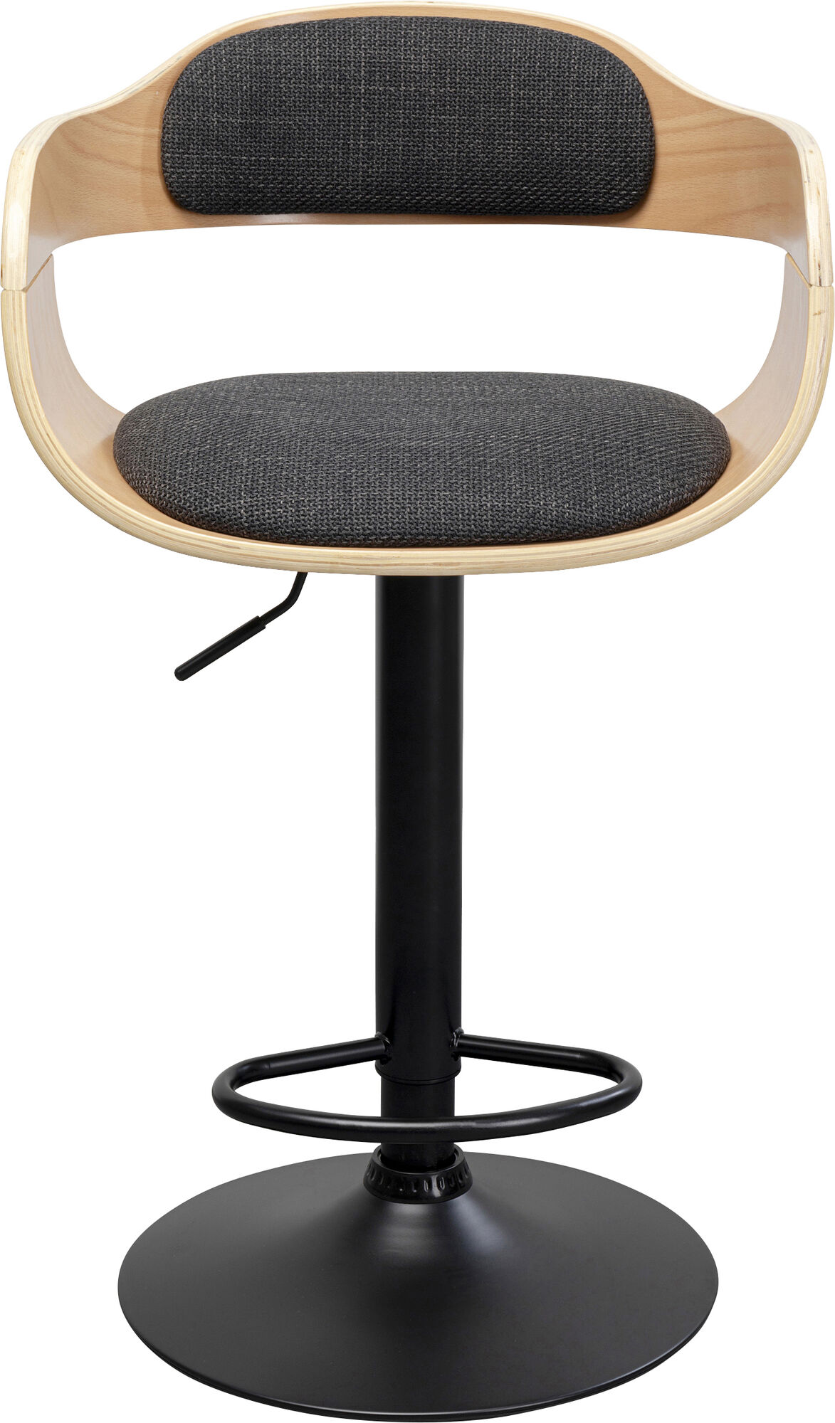 Hoker z regulacją wysokości naturalne drewno i sklejka noga czarna stalowa 64-85 cm – grafika-1.
