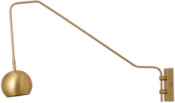 Kinkiet metalowy złoty na wysięgniku 13x51 cm – obraz-1