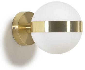 Kinkiet kula metal złoty i szkło Ø15x20 cm – obraz-1