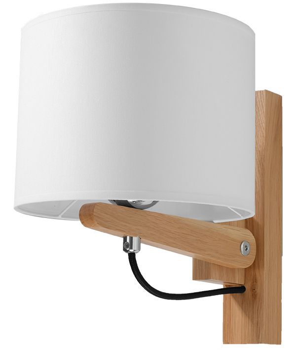 Kinkiet drewniany biały z kloszem – obraz-1