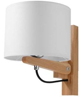 Kinkiet drewniany biały z kloszem – obraz-1