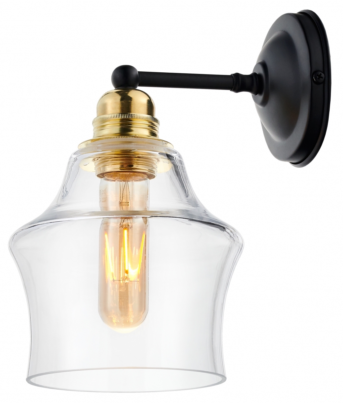 Kinkiet Longis II Gold ∅12x19 cm złoty-transparentny – obraz-1