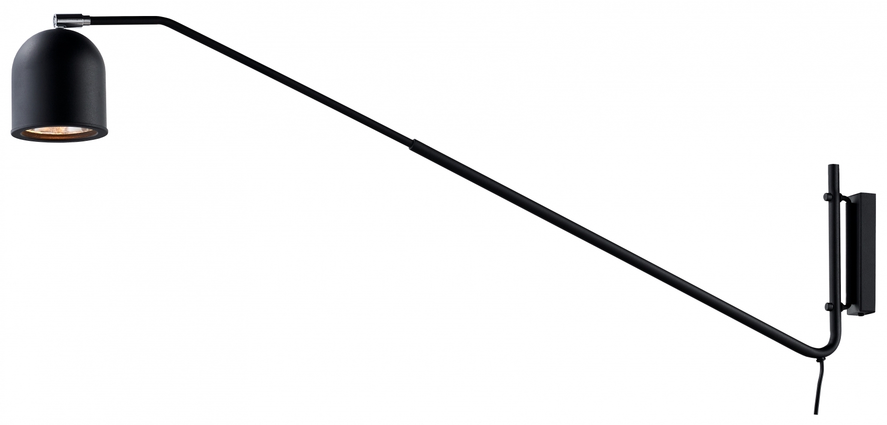 Kinkiet na wysięgniku z przewodem i wyłącznikiem Puro 115x25 cm czarny – obraz-1