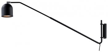 Kinkiet na wysięgniku z przewodem i wyłącznikiem Puro 115x25 cm czarny – obraz-1