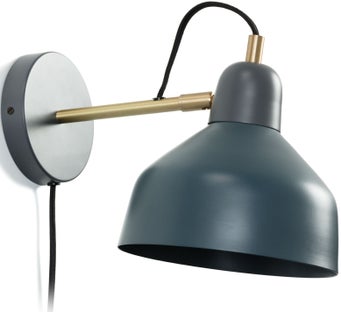 Lampa ścienna metalowa niebieska na wysięgniku 19x21 cm – obraz-1