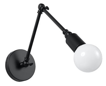 Kinkiet metalowy czarny na wysięgniku 10x25 cm – obraz-1