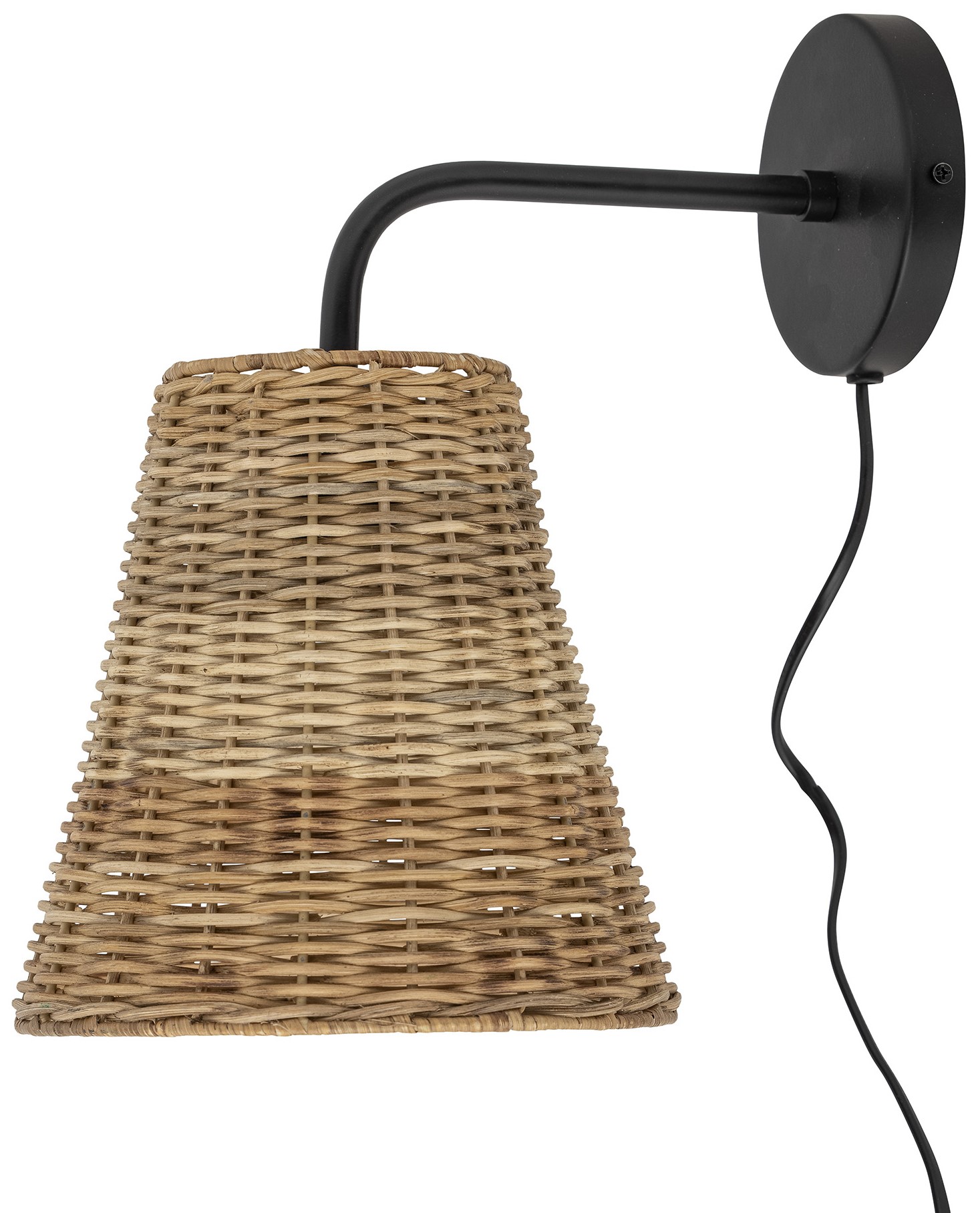 Kinkiet rattanowy brązowo-czarny 22x34 cm  – obraz-1