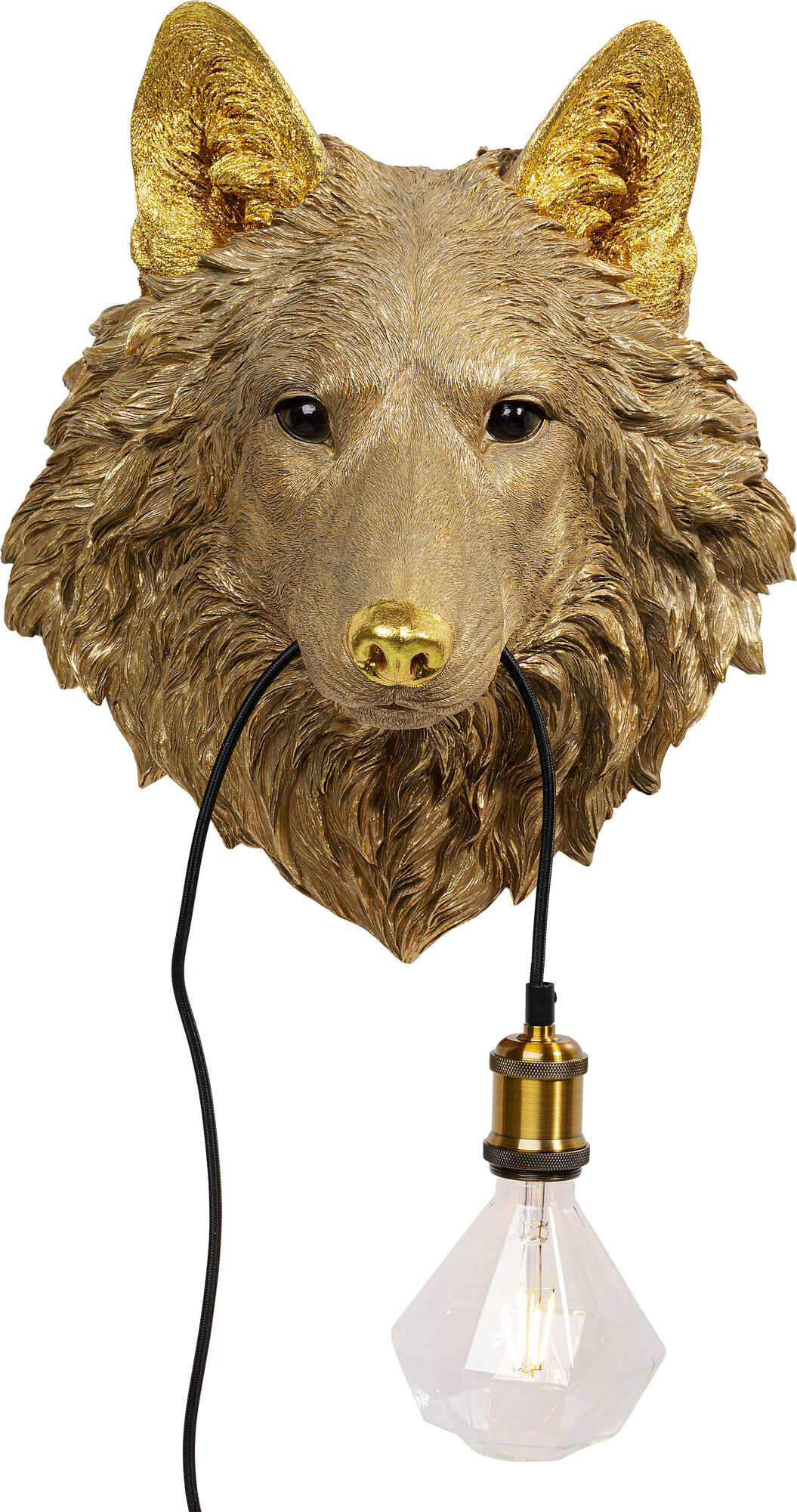 Vegglampe Wolf Head - Gull Ulv – bilde-1.