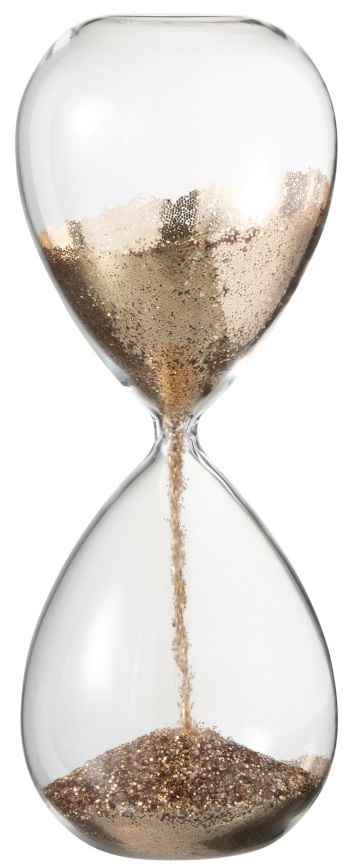 Klepsydra Pearls Ø14x34 cm transparentna - piasek złoty – obraz-1