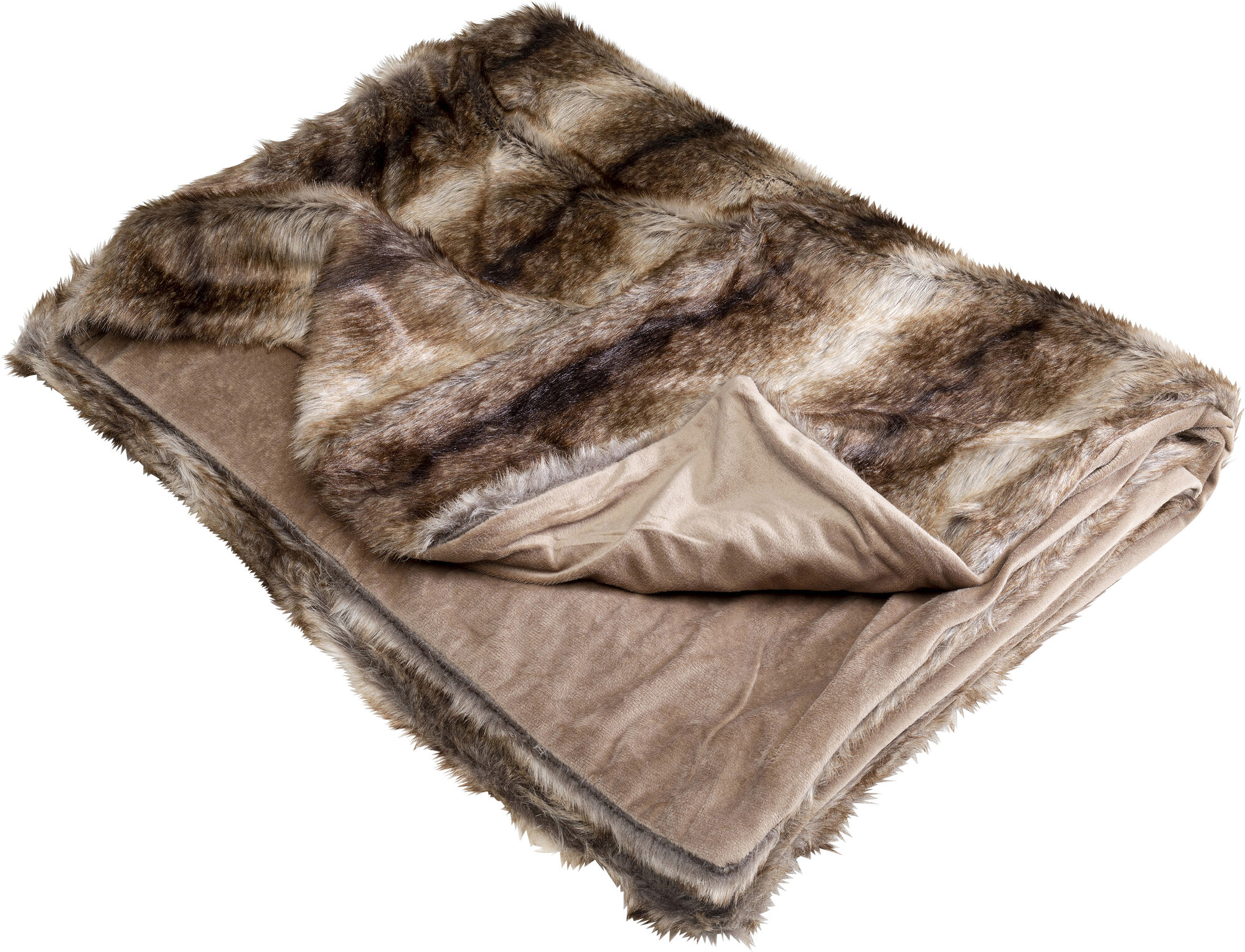 Koc miękki w paski futrzak 140x200 cm  – obraz-1