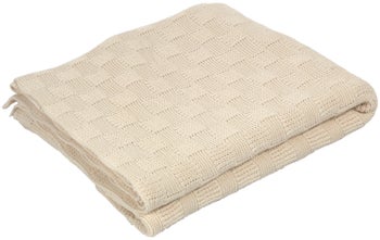 Koc beżowy bawełna 150x125 cm – obraz-1