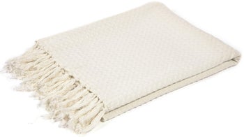 Koc biały bawełna 170x130 cm – obraz-1